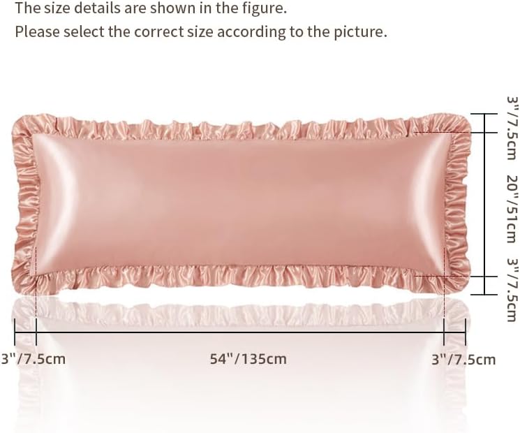 HommxJF Rose Gold Satin Pillowcases Body Pillow for Hair and Skin, Rose Gold Body Pillow Silk Pillowcase with Envelope Closure Princess Room…