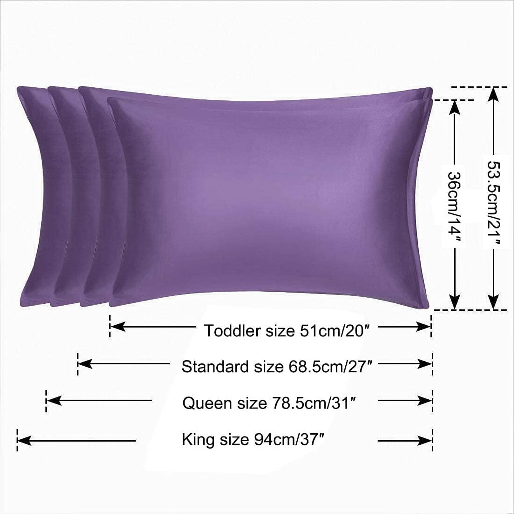 uxcell King Satin Pillowcase with Zipper, Super Soft and Luxury, Silky Pillow Cases Covers Set of 2, 21"x37", Purple