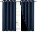 Nicetown 100% Blackout Curtains with Black Liners, Thermal Insulated 2-Layer Lined Drapes, Energy Efficiency Small Window Draperies for Din…