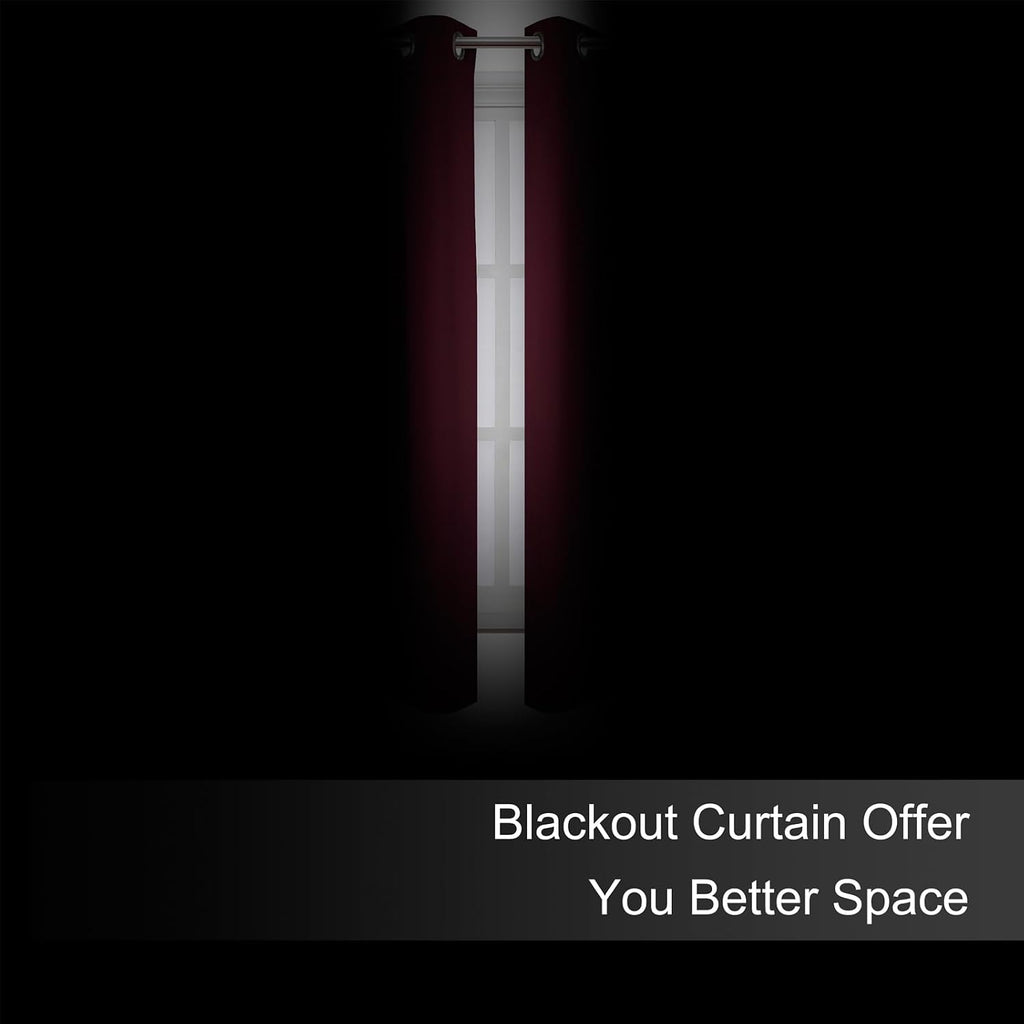 Lemomo Blackout Curtains 66 x 72 Inch Long Burgundy Red Curtains Set of 2 Panels Room Darkening Curtains for Bedroom and Living Room 72 Inc…