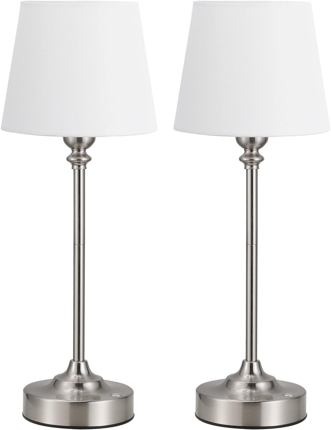 Kakanuo Cordless Table Lamps Rechargeable Set - 2 Pack Silver 4000mAH Battery Operated Lamps for Decor, 3000K Stepless Dimming Touch…