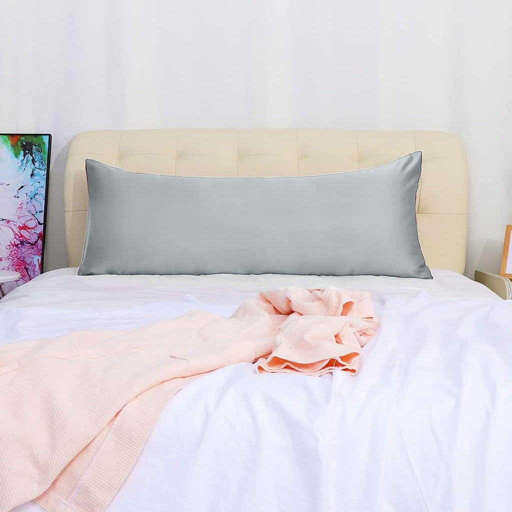 uxcell Body Pillow Cover, 20x72 Inch Silver Silky Satin Body Pillowcases for Hair and Skin, Soft Cooling Smooth Pillow Case with Envelope…