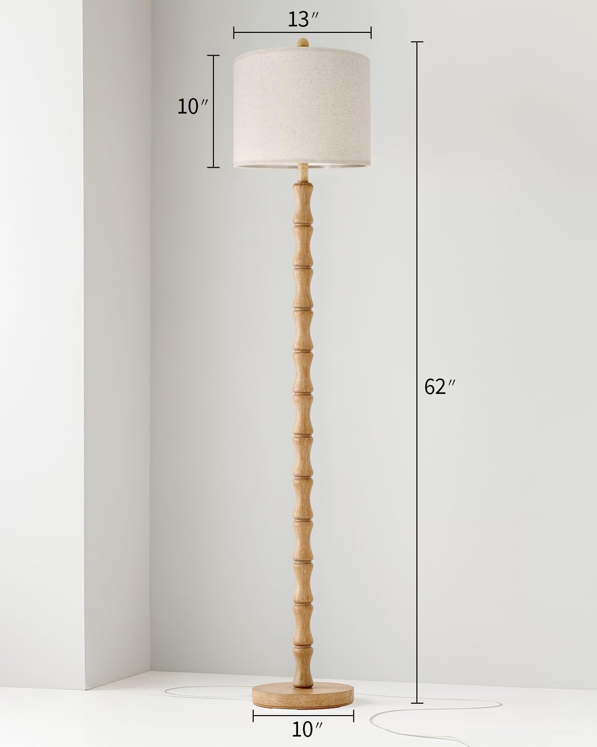 BOBOMOMO 62" Farmhouse Floor Lamp for Living Room, Retro Corner Floor Lamp Rotary Switch, Rustic Standing Lamp for Bedroom, Corner…