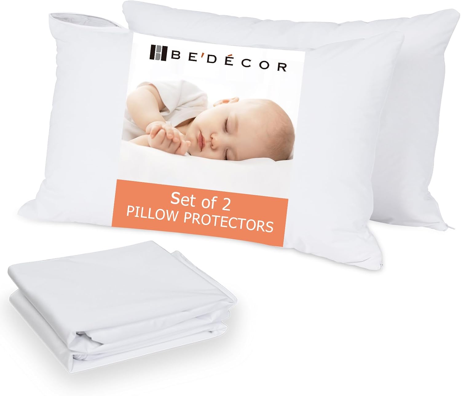 Bedecor Queen Pillow Protector with Zipper 2 Pack, Waterproof Pillow Covers Encasement Smooth Dust Proof with Breathable Holes Allow Air…