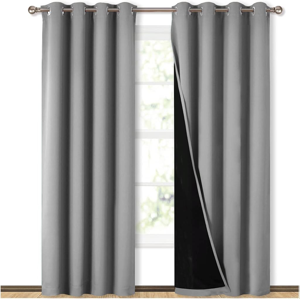 Nicetown Full Shade Curtain Panels, Pair of Energy Smart & Noise Blocking Out Blackout Drapes for Dining Room Window, Thermal Insulated Gue…