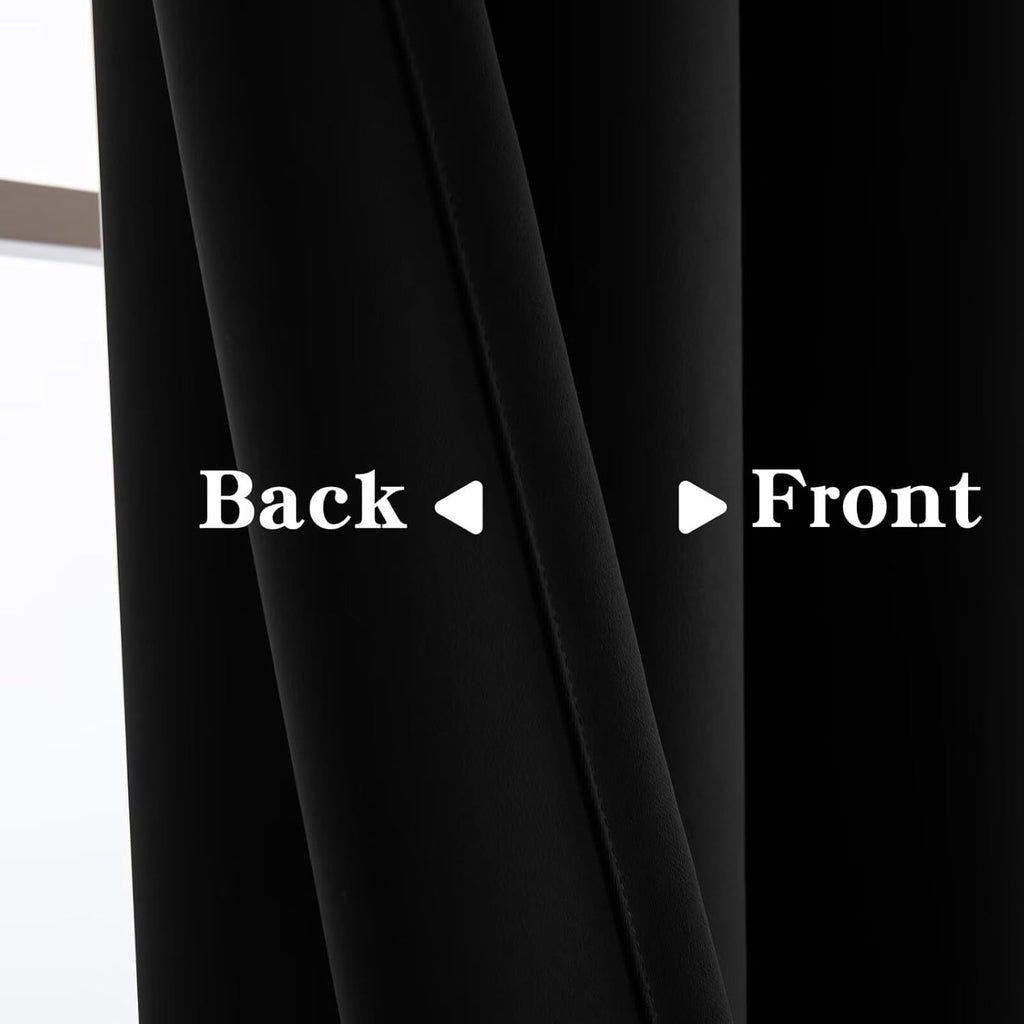 Igemaeve Black Blackout Curtains 108 Inch Length 2 Panels Set, Black Out Curtains for Bedroom 108 Inch Long, Grommet Energy Saving Room Dar…