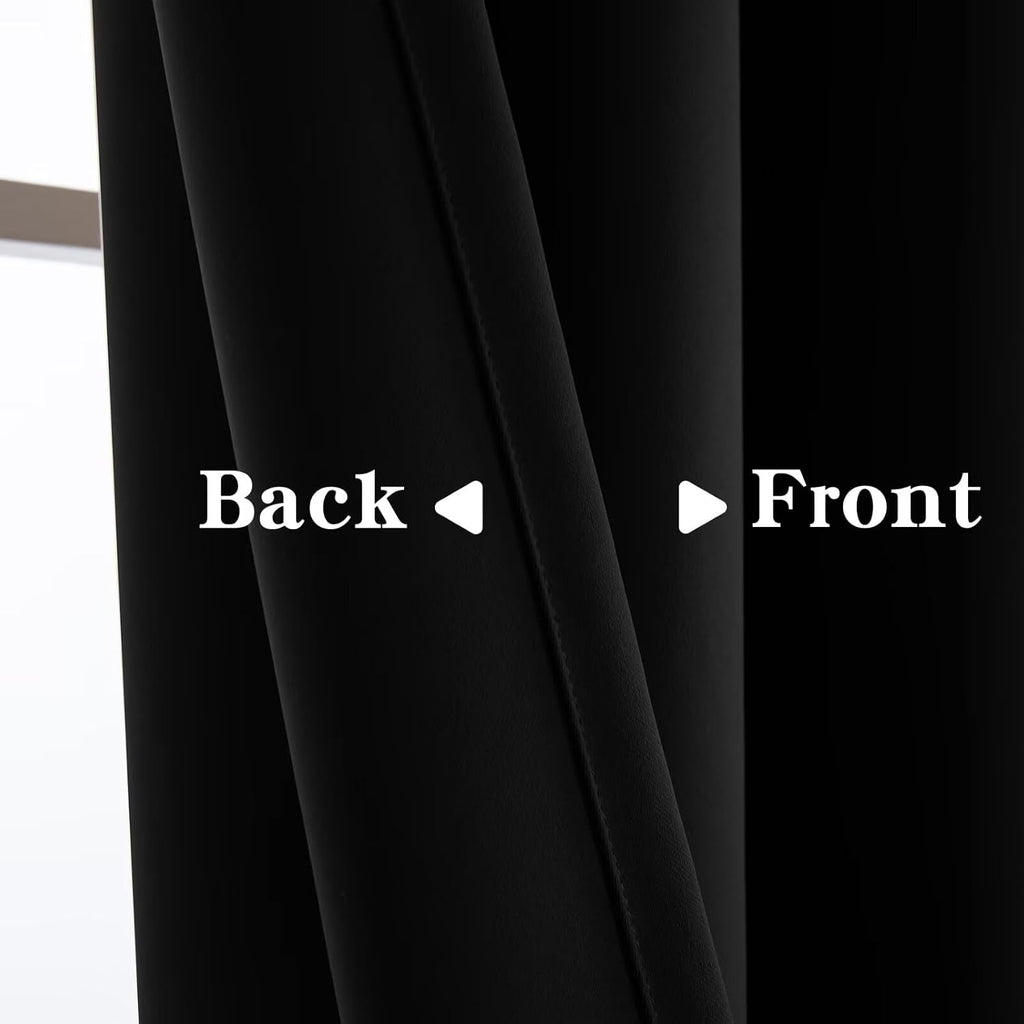 Igemaeve Black Blackout Curtain 84 Inch Length 1 Panel, Black Out Curtain for Bedroom 84 Inch Long, Grommet Energy Saving Room Darkening Dr…