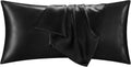 QJFabricCO Q&J Fabric Co. 1 Pack Satin Pillowcase Silk Like Pillowcase 20x54 inch Black Cooling Pillowcase with Envelope Closure for Hair a…