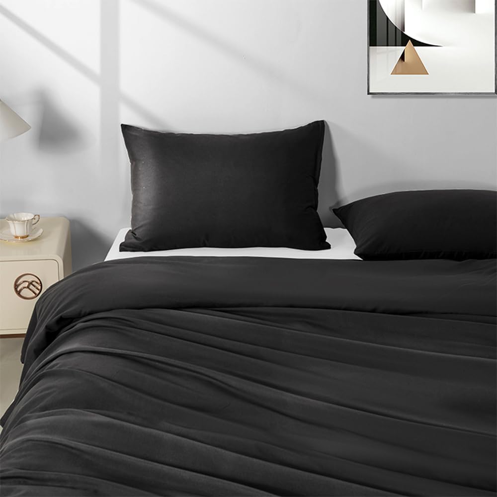 NookZuzu 2 Pack Microfiber Zipper Pillowcases, Soft Comfortable Not Shrink Black Pillow Case, Standard Pillow Cases Set of 2 (20x26 Inches)…