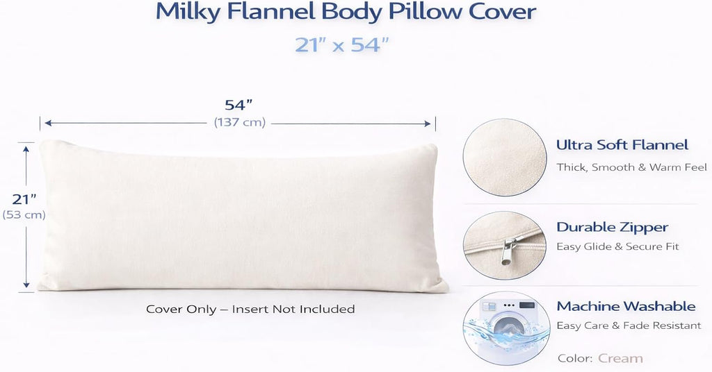 Evolive Body Pillow Cover 21"x54", Ultra Soft Plush Body Pillowcase with Hidden Zipper, Cozy Fluffy Long Pillow Case for Side Sleepers, Pre…