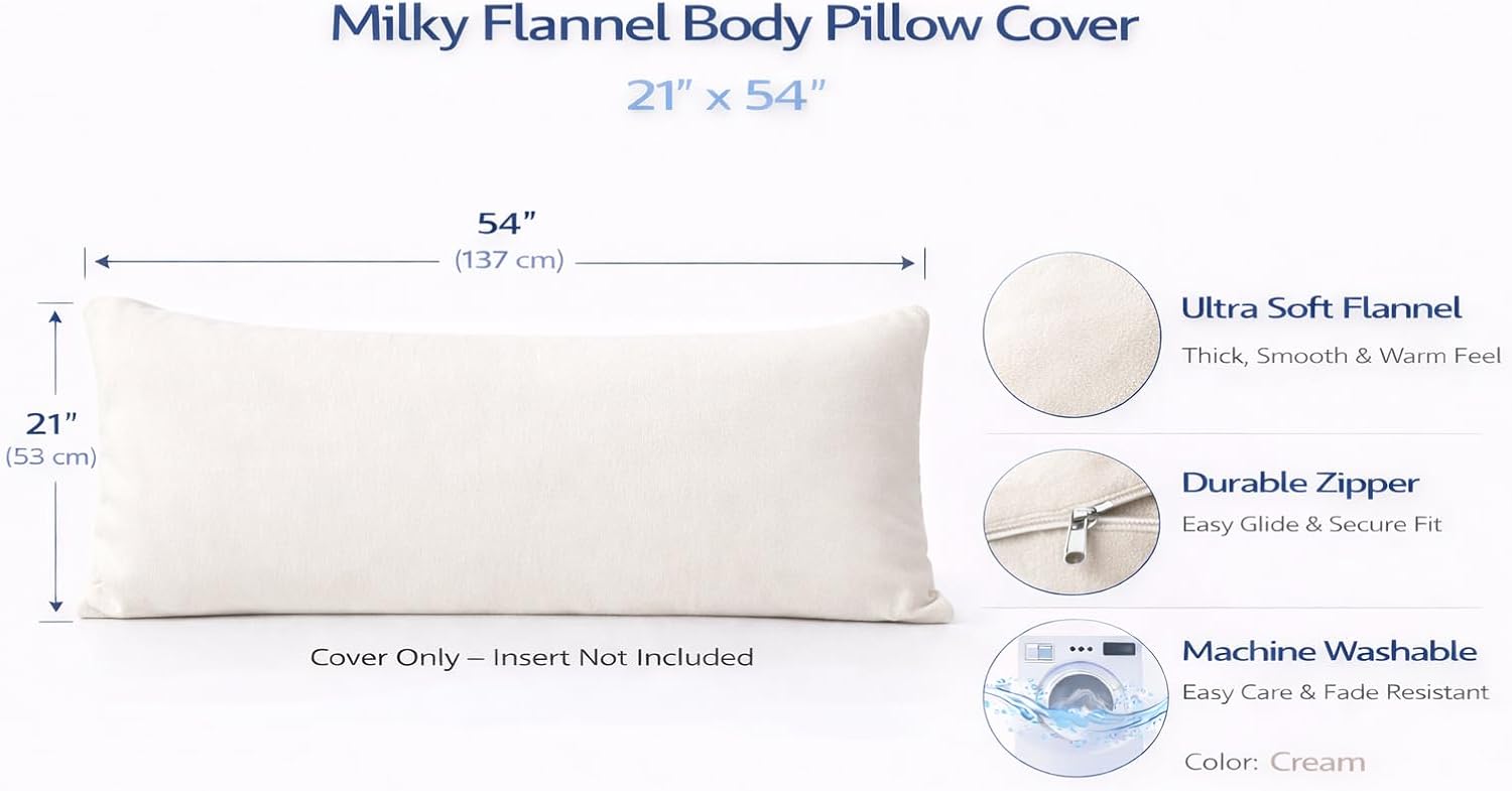 Evolive Body Pillow Cover 21"x54", Ultra Soft Plush Body Pillowcase with Hidden Zipper, Cozy Fluffy Long Pillow Case for Side Sleepers, Pre…