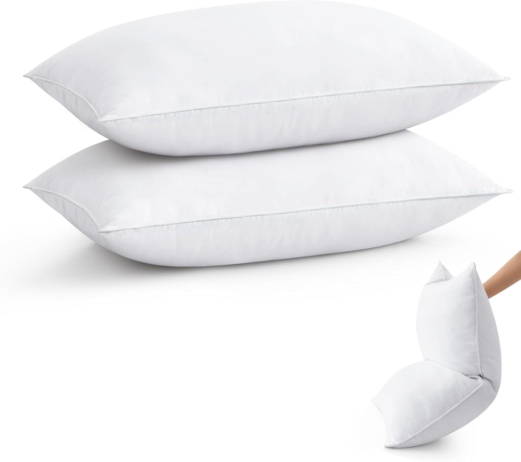 Puredown ® Goose Feather Down Pillows King Size Set of 2, Fluffy Luxury Hotel Collection Bed Pillow for Back, Stomach or Side Sleeper cotto…