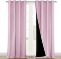 Nicetown 100% Blackout Blinds, Set of 2, 46" x 96", Baby Pink, Laundry Room Decor Window Treatment Curtains for Large Patio Sliding Door, T…