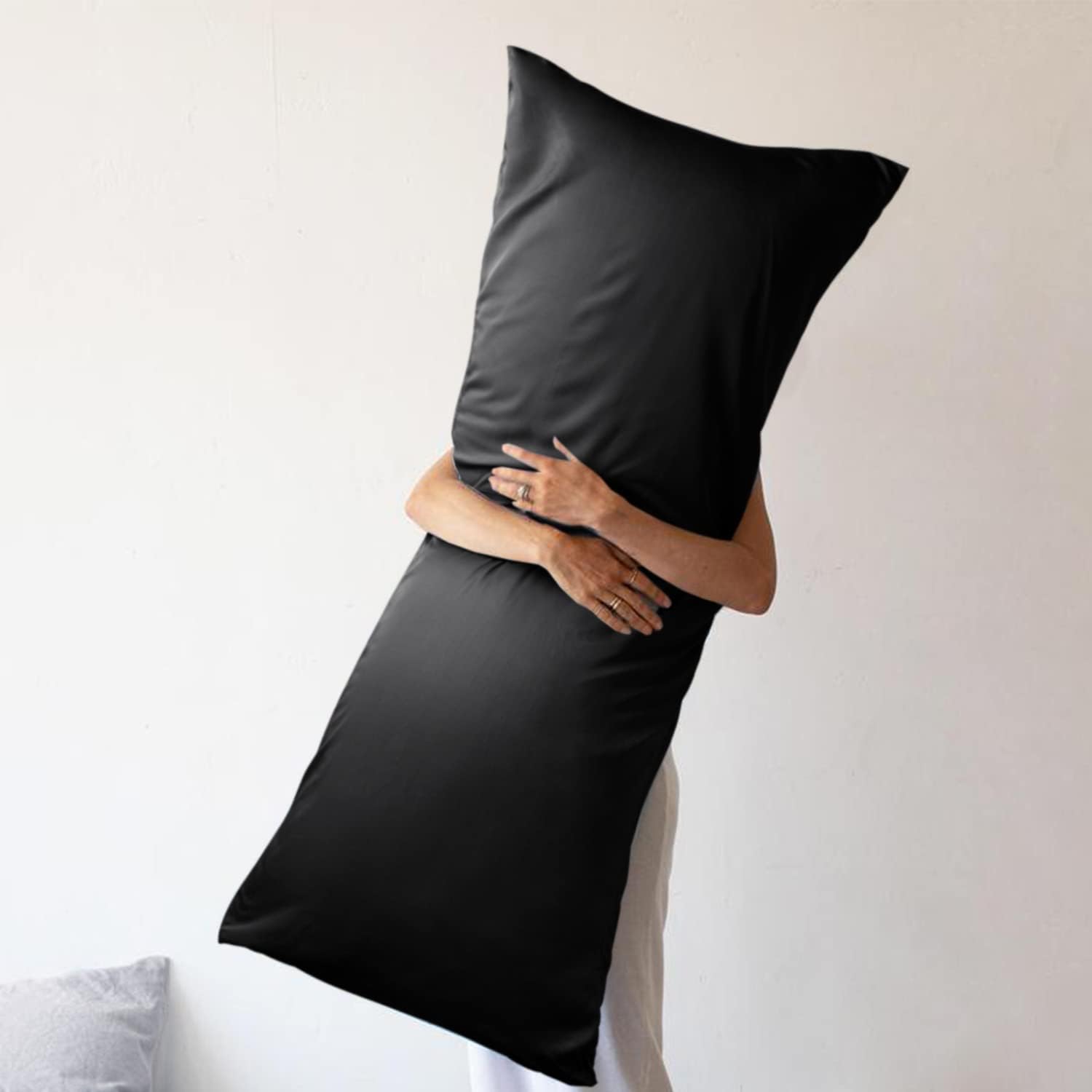WishSmile Body Cooling Pillowcase Long Pillow Case Breathable Cool Silky Soft Rayon Derived from Bamboo Fabric, Hair and Skin Friendly, Black…