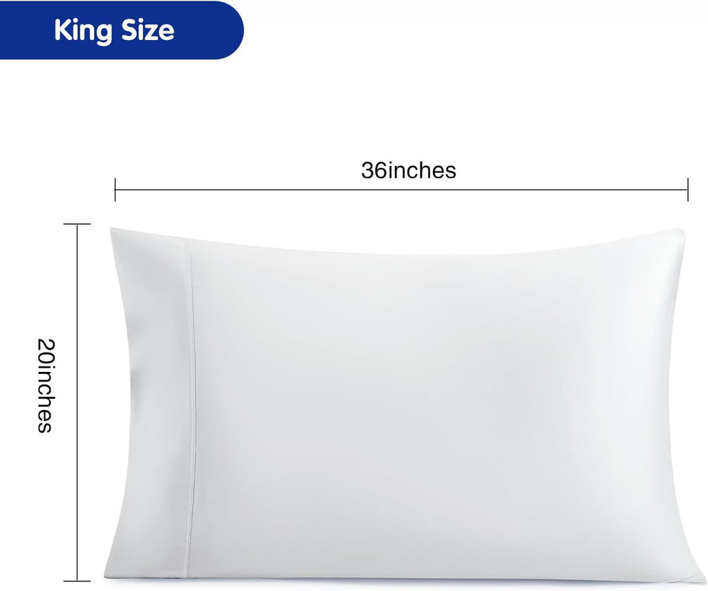 Stnomyhome Eucalyptus Tencel Cooling Pillowcase 2 Pack King Silver | Moisture Wicking for Night Sweats | 3X Faster Drying | Oeko-TEX Certif…