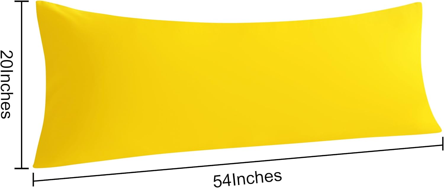 Ntbay Body Pillow Cases Set, 2 Pack Brushed Microfiber 20x54 Inches, Soft, Wrinkle, Fade, Stain Resistant Yellow Pillow Cases with Envelope…