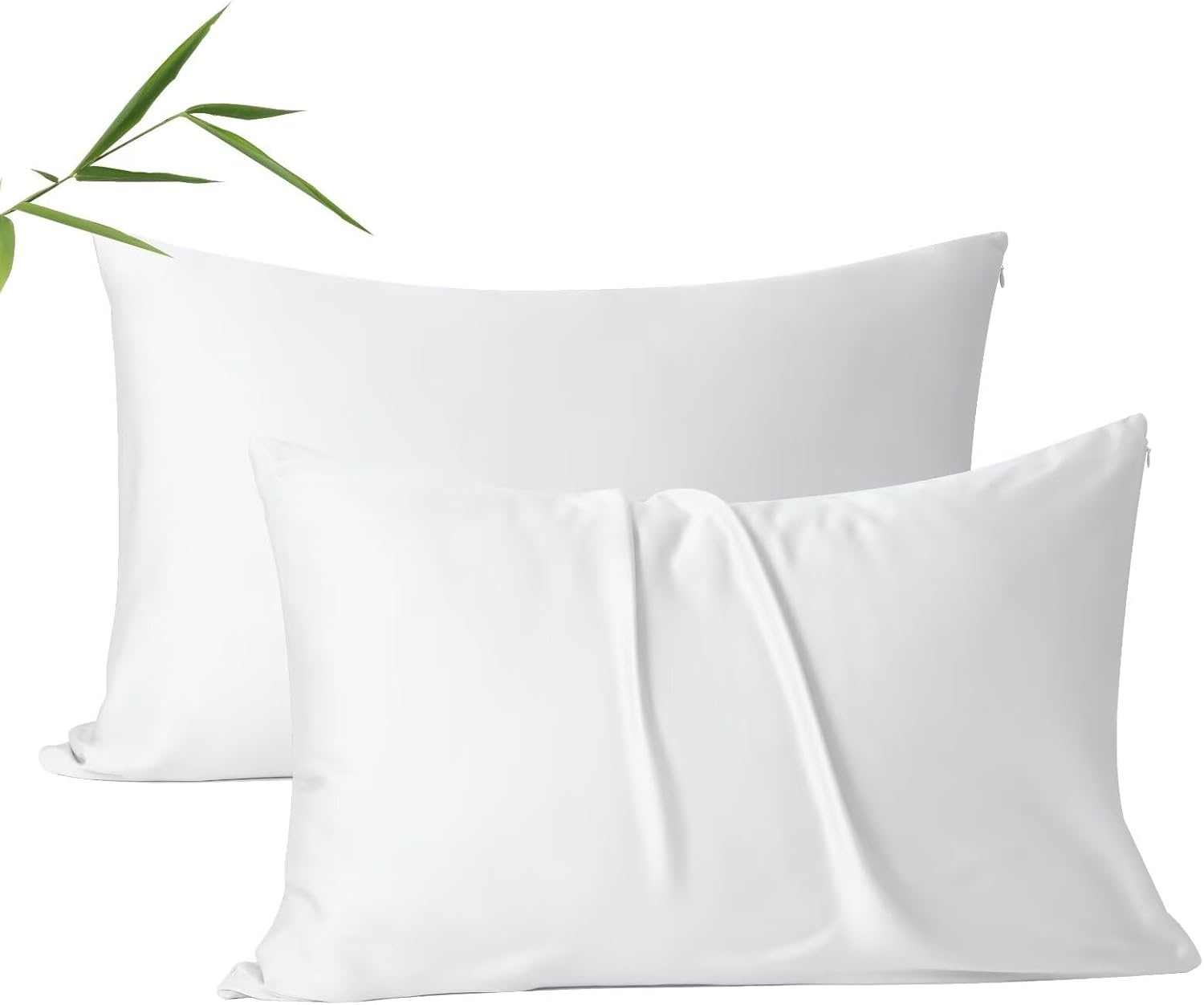 ShunjieHome 4 Pack Cooling Pillow Cases, Viscose Derived from Bamboo Pillow Protectors Queen Size Set of 4, 400 Thread Count Soft Silky Brea…