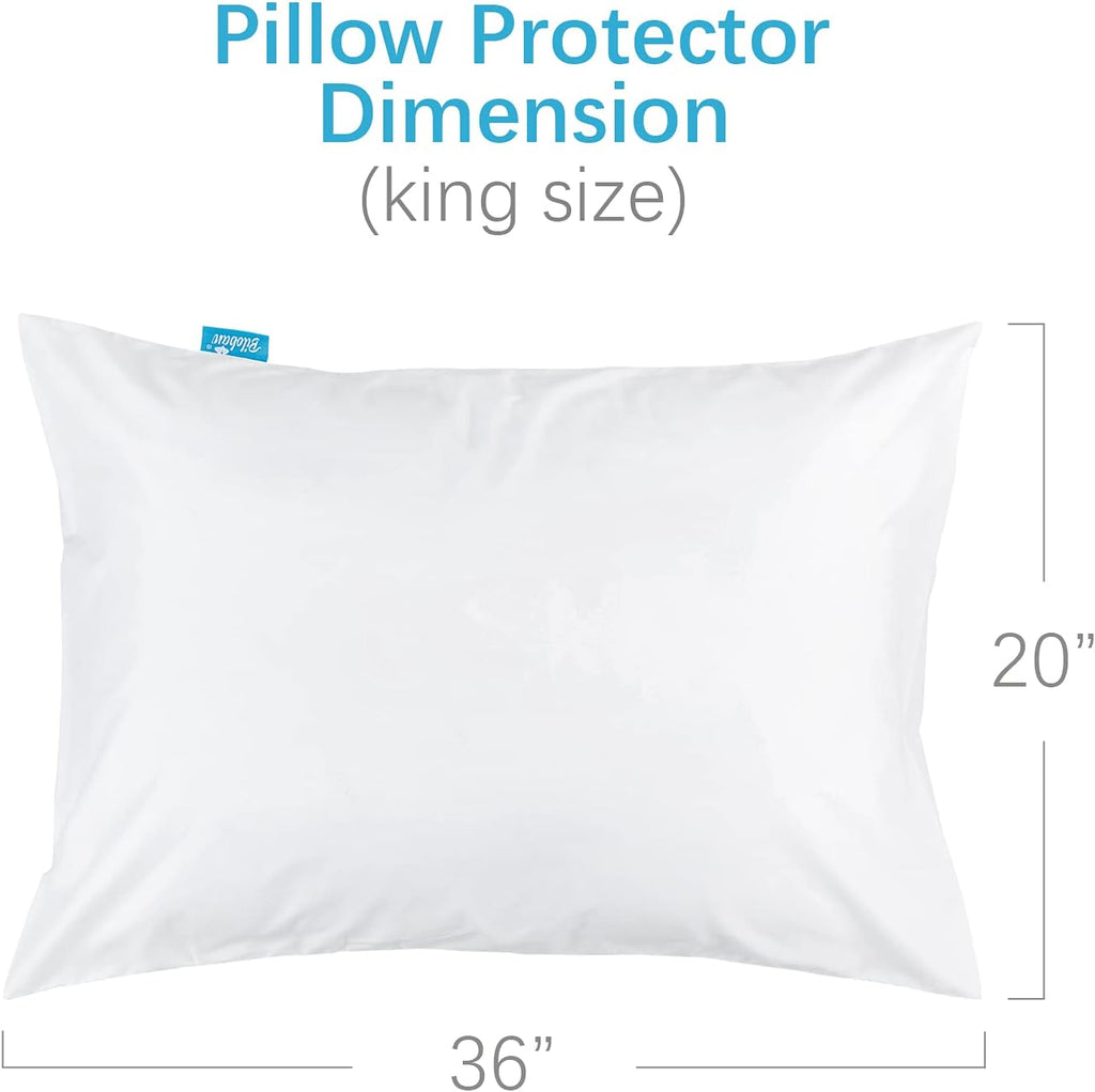 Bilobanbabybedding King Pillow Protector Waterproof 4 Pack Pillow Cases with Zipper Noiseless & Breathable for King Size Pillows Machine Wa…