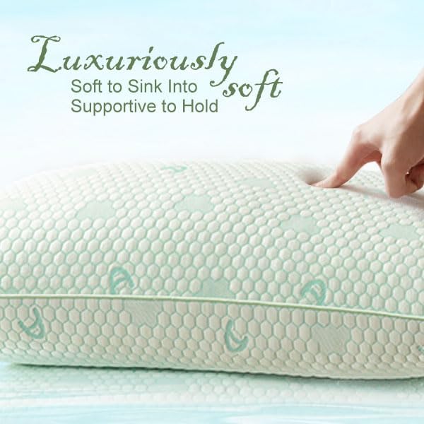 Accuratex Cooling Memory Foam Pillows for Sleeping Standard Size Set of 2, Adjustable Fluffy Pillows with Removable Cover, Cool Bed Pillow…