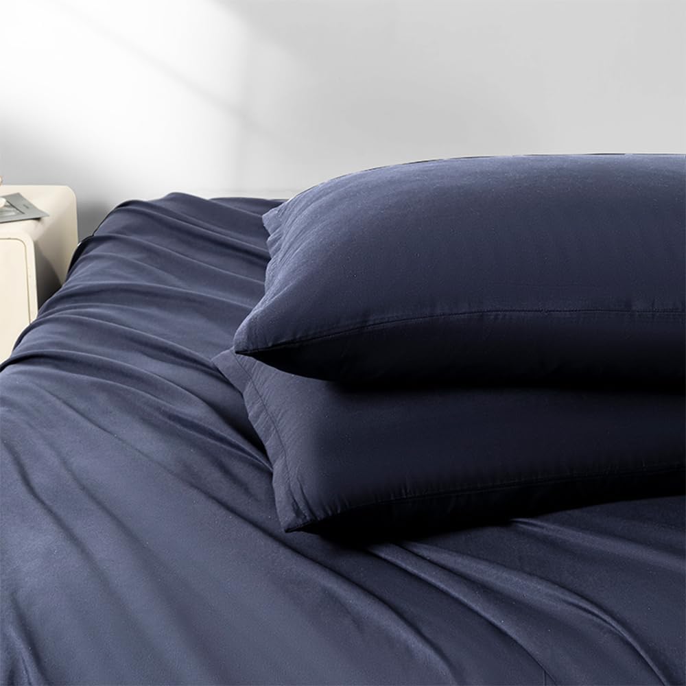 NookZuzu 2 Pack Microfiber Zipper Pillowcases, Soft Comfortable Not Shrink Navy Blue Pillow Case, Standard Pillow Cases Set of 2 (20x26 Inc…