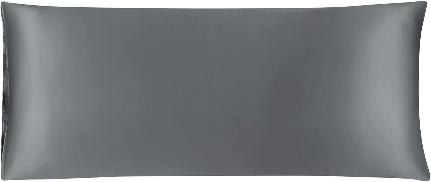 uxcell Body Pillow Cover 20x48 Inch Grey Silky Satin Body Pillowcases for Hair and Skin Luxury Cooling Soft Smooth Washable