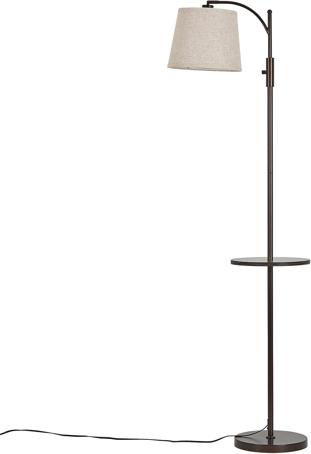 AIDENOEY Fully Dimmable Floor Lamp for Living Room, Standing Lamp Rotary Switch with Table&Linen Beige Shade, Brown Tall Lamps for Bedroom…