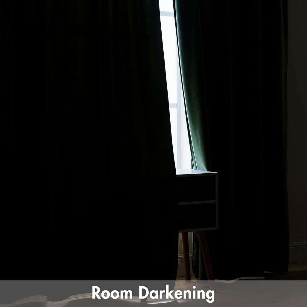 MIULEE Olive Green Velvet Curtains Thermal Insulated Blackout Curtain Drapes for Bedroom Living Room Darkening 100 Inches Long Curtains…