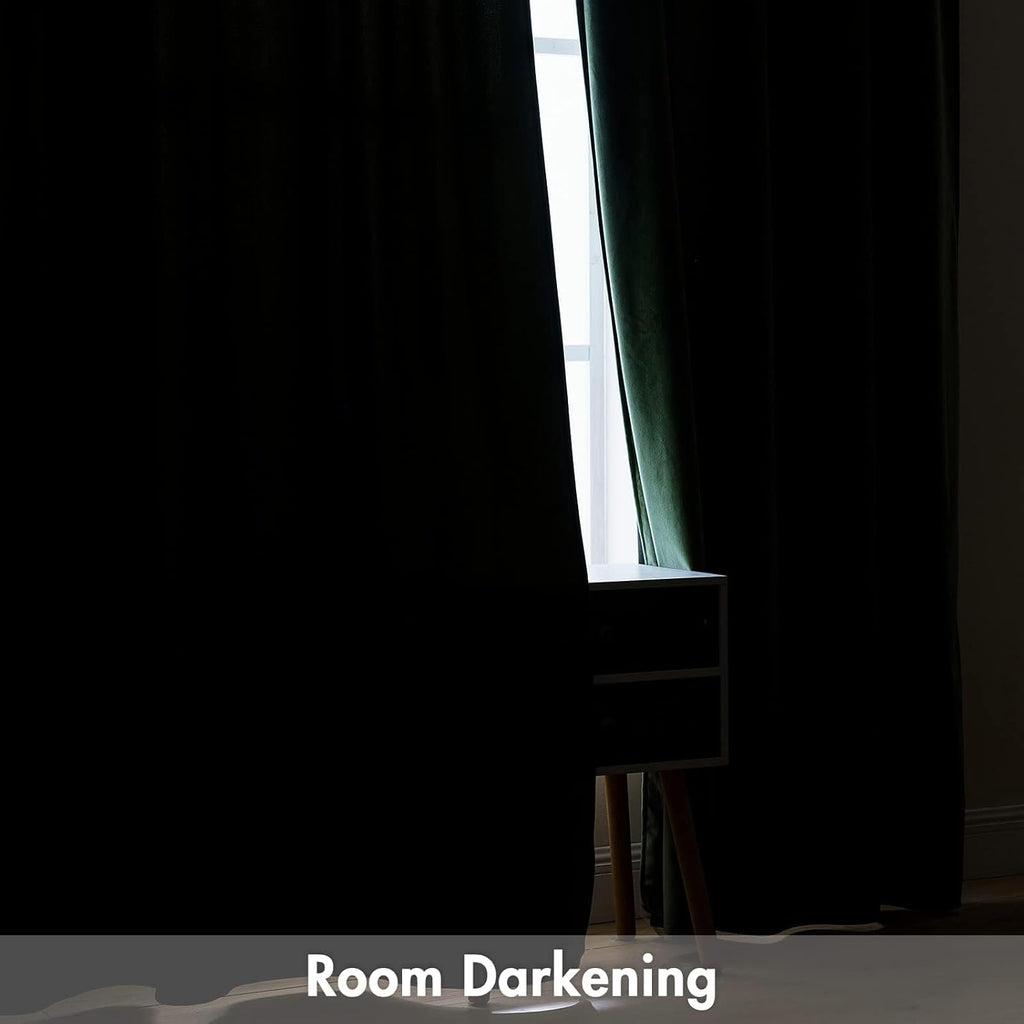 MIULEE Olive Green Velvet Curtains Thermal Insulated Blackout Curtain Drapes for Bedroom Living Room Darkening 92 Inches Long Curtains…