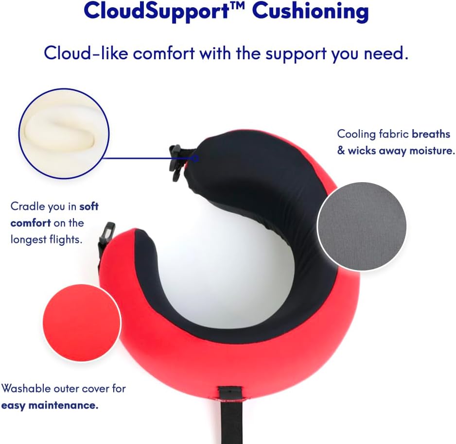 C CUSHION LAB Travel Pillow, Award-Winning Patented Ergonomic Design for Chin & Neck Support Memory Foam Neck Pillow, Compact Airplane…