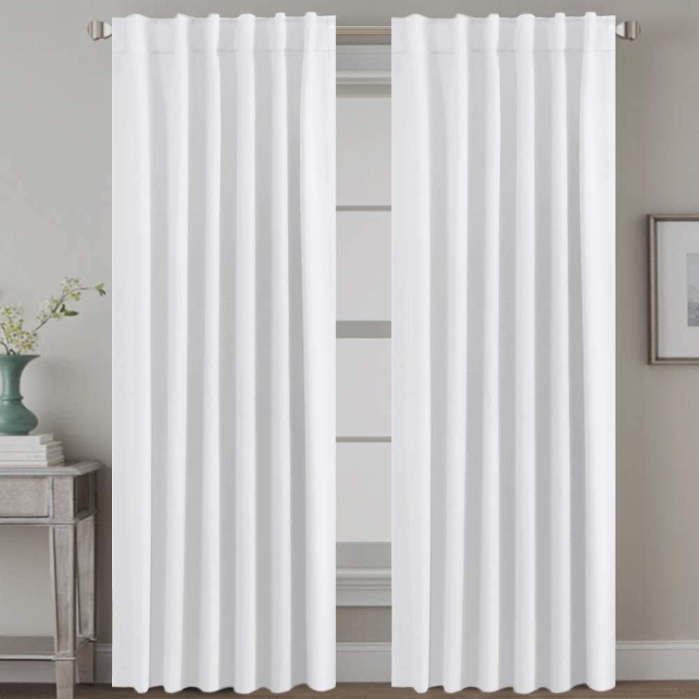 H.VERSAILTEX White Curtains Thermal Insulated Window Treatment Panels Room Darkening Privacy Assured Drapes for Living Room Bac…