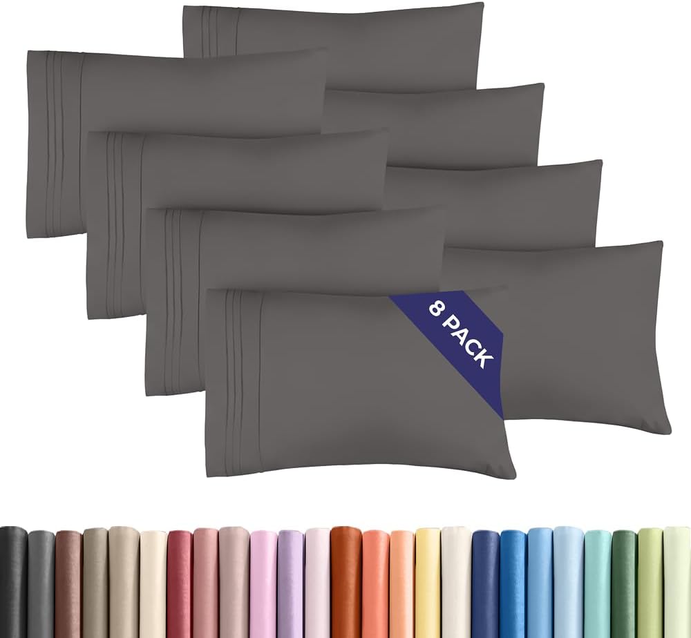 Standard Pillow Cases Set of 8 - Ultra Soft Hotel Quality Pillowcase Covers - Comfy, Cozy & Wrinkle Free - Shrink, Stain & Fade Resistant…