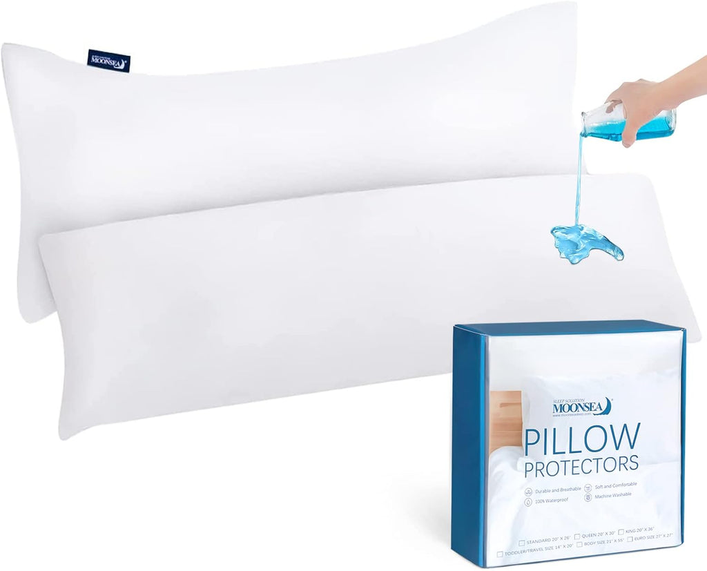 Moonsea Waterproof Pillow Protector Body Size 2 Pack, Body Pillow Cover with Zipper 21"x 55" Pillow Protector Pillow Covers Encasement Pill…