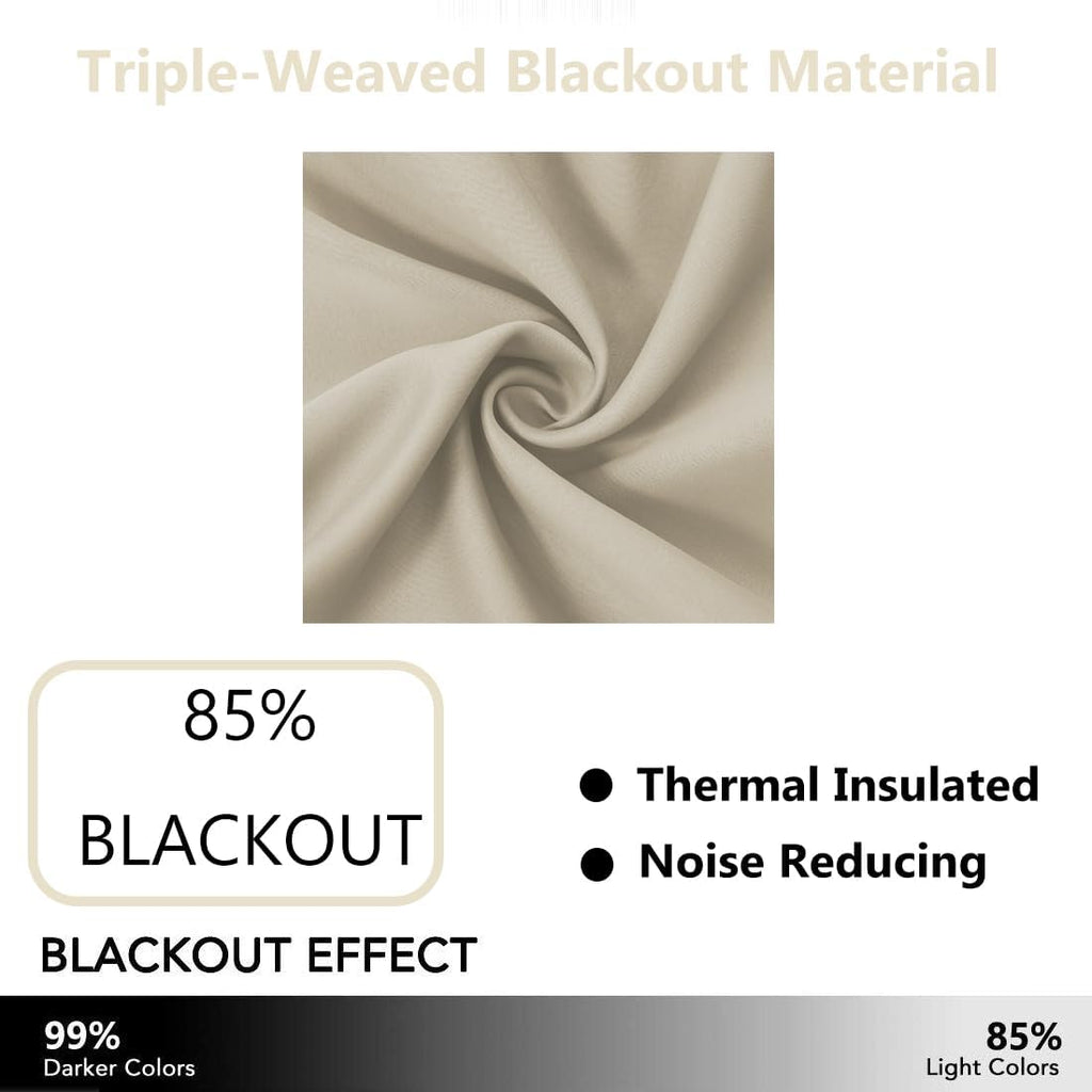Lemomo Light Beige Blackout Curtains 52 x 84 Inch Long Beige Curtains Set of 2 Panels Room Darkening Curtains for Living Room 84 Inch silver