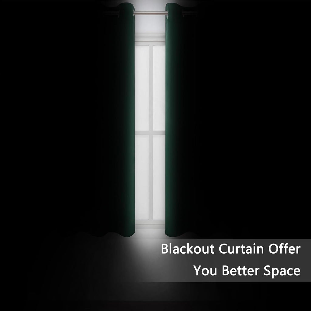 Lemomo Blackout Curtains 66 x 72 Inch Long Dark Green Curtains Set of 2 Panels Room Darkening Curtains for Bedroom and Living Room 72 Inch…