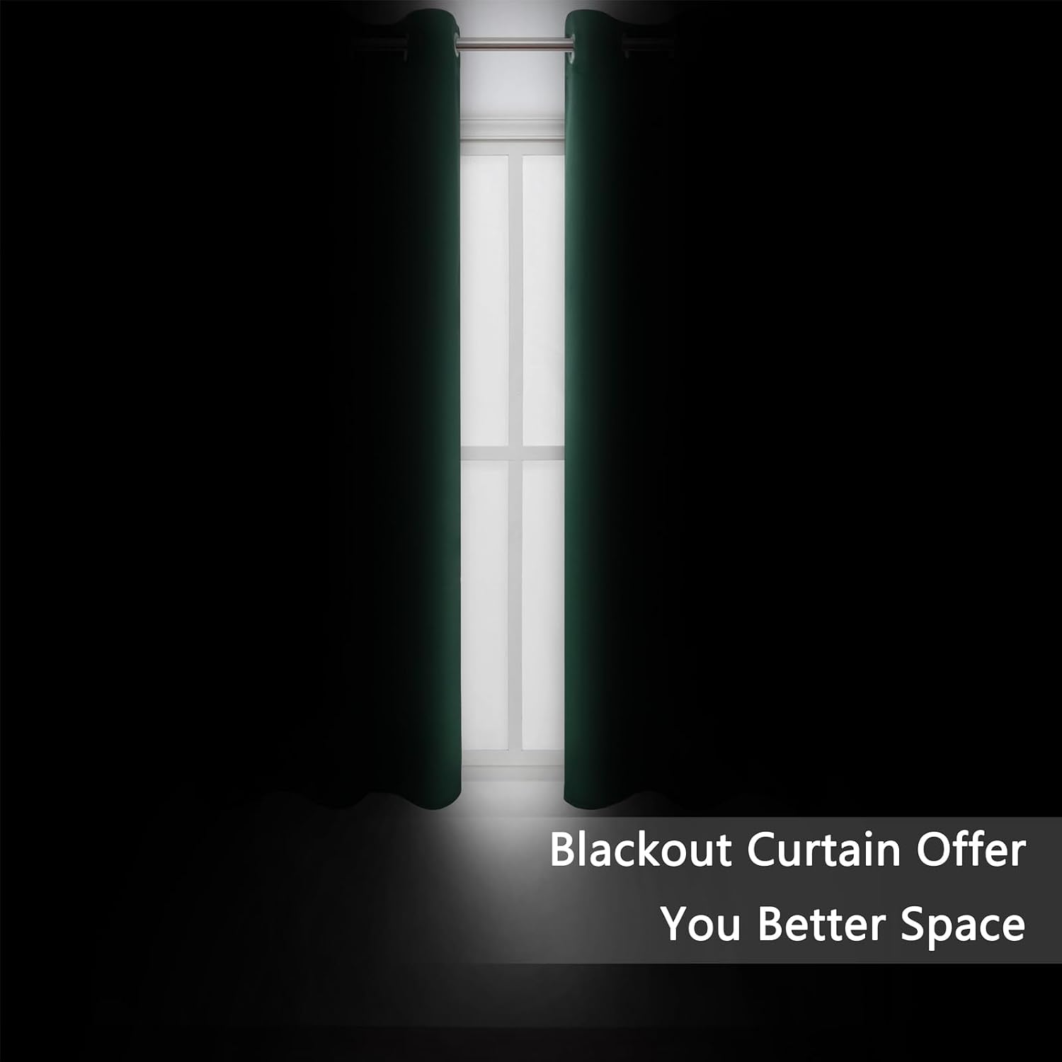 Lemomo Blackout Curtains 66 x 72 Inch Long Dark Green Curtains Set of 2 Panels Room Darkening Curtains for Bedroom and Living Room 72 Inch…