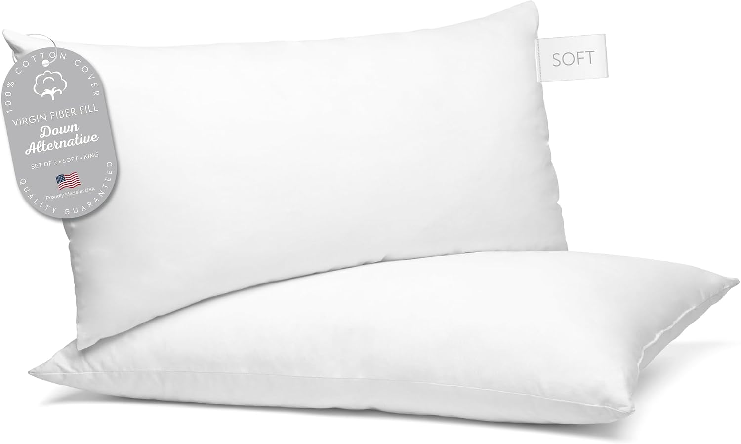 Digital Decor 100% Cotton Luxury Hotel Pillows King Size Set of 2, Cooling Down Alternative Bed Pillows for Sleeping, Hypoallergenic Soft…