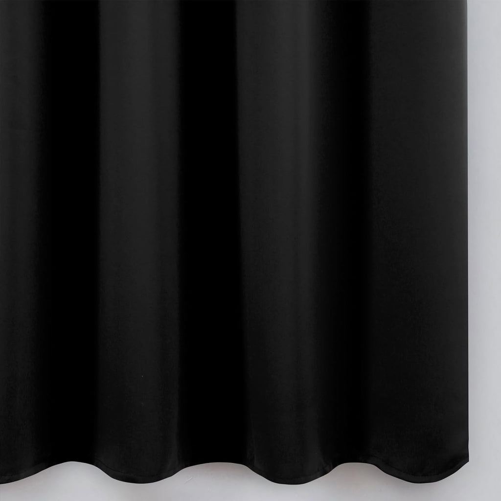 Lemomo Blackout Curtains 66 x 54 Inch Long Black Curtains Set of 2 Panels Room Darkening Curtains for Bedroom and Living Room 54 Inch Black