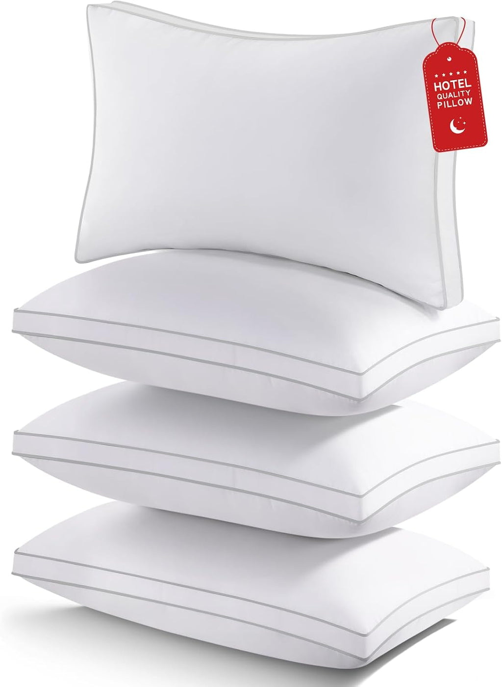 Roumea Pillows Standard Size Set of 4, Gusseted Bed Pillows 4 Pack, Luxury Hotel Quality, Supportive Standard Pillows with Soft Down Alterna…