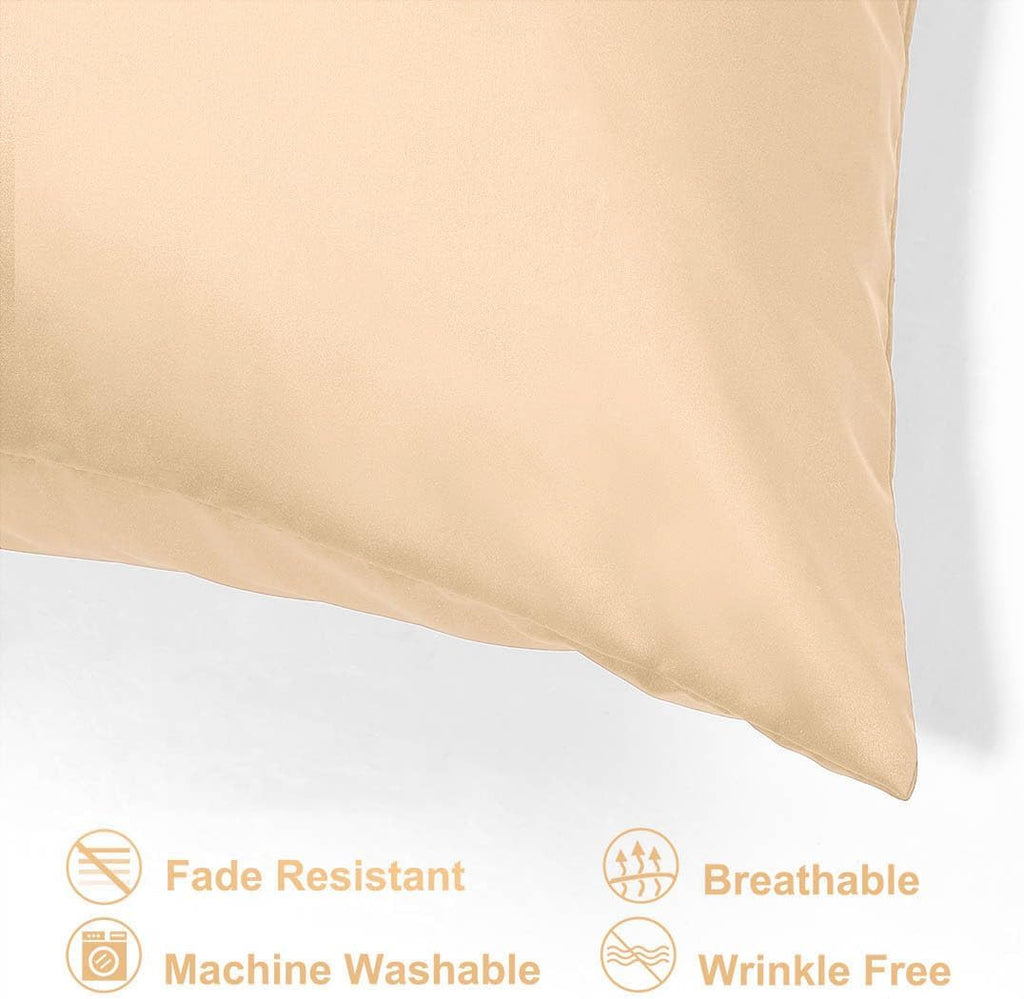 uxcell Queen Satin Pillowcase with Zipper, Super Soft and Luxury, Silky Pillow Cases Covers Set of 2, 21"x31", Champagne