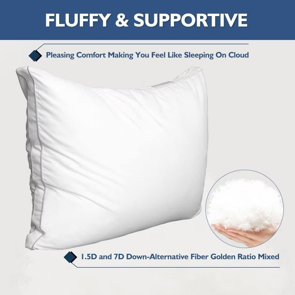 Jicuse Bed Pillows Queen Size Set of 2, Hotel Quality Queen Pillows 2 Pack for Sleeping with Soft Down Alternative Filling, Gusseted Beddin…