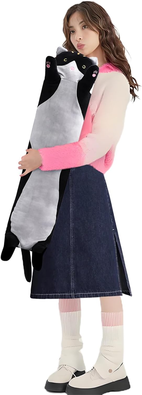 shangman Lovely Plush Cat Doll Cute Cartoon Soft Stuffed Kitten Pillow Long Throw Sleeping Pillow Doll Toy Valentines Day Gift for Kids…