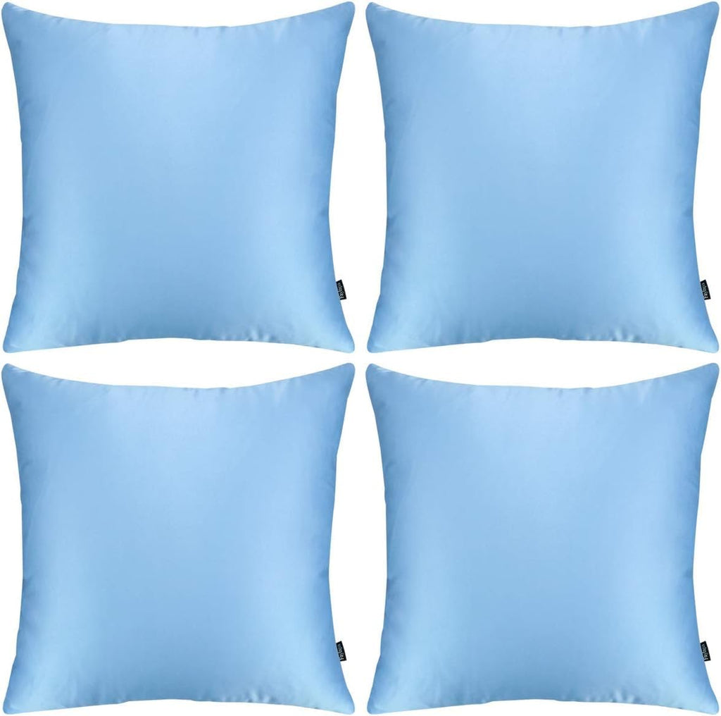 Faylapa 4 Pack Satin Throw Pillow Cases, Sky Blue Heavy Silk Satin Decorative Pillow Covers Solid Dyed Soft Pillow Cover Home Decor,16" x…
