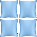 Faylapa 4 Pack Satin Throw Pillow Cases, Sky Blue Heavy Silk Satin Decorative Pillow Covers Solid Dyed Soft Pillow Cover Home Decor,16" x…