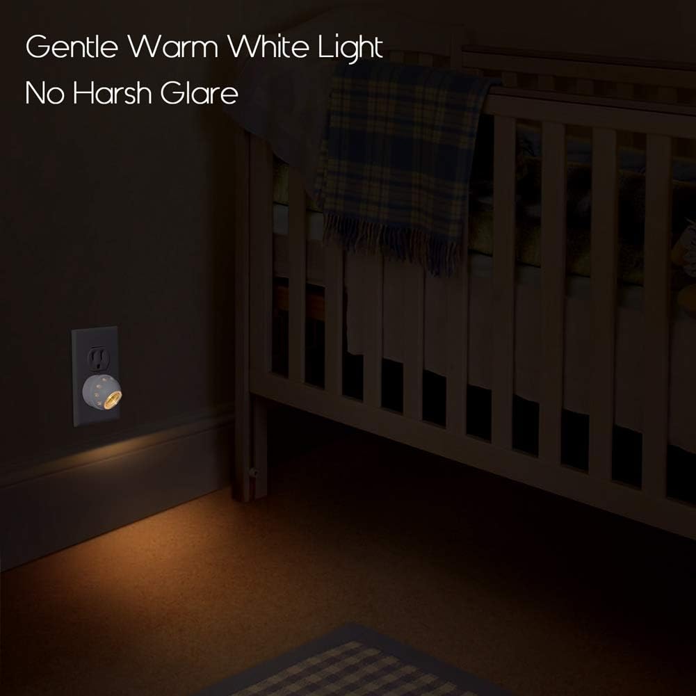 Emotionlite Plug-in Night Lights, Warm White LED Nightlight, 360° Rotation, Dusk to Dawn Sensor, Kids, Adult, Bedroom, Hallway…
