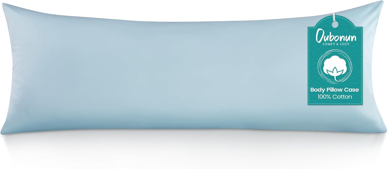 Oubonun 100% Cotton Body Pillowcase - 800 Thread Count/21x54, Moisture Absorbent and Breathable, Hotel Body Pillow Cover for All Seasons, L…