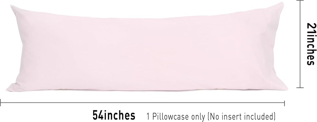 Sunflower Body Pillowcase 100% Cotton Long Pillow Cover/Case Envelope Closure 1 Pack, 20×54 inches Light Pink, Soft and Breathable