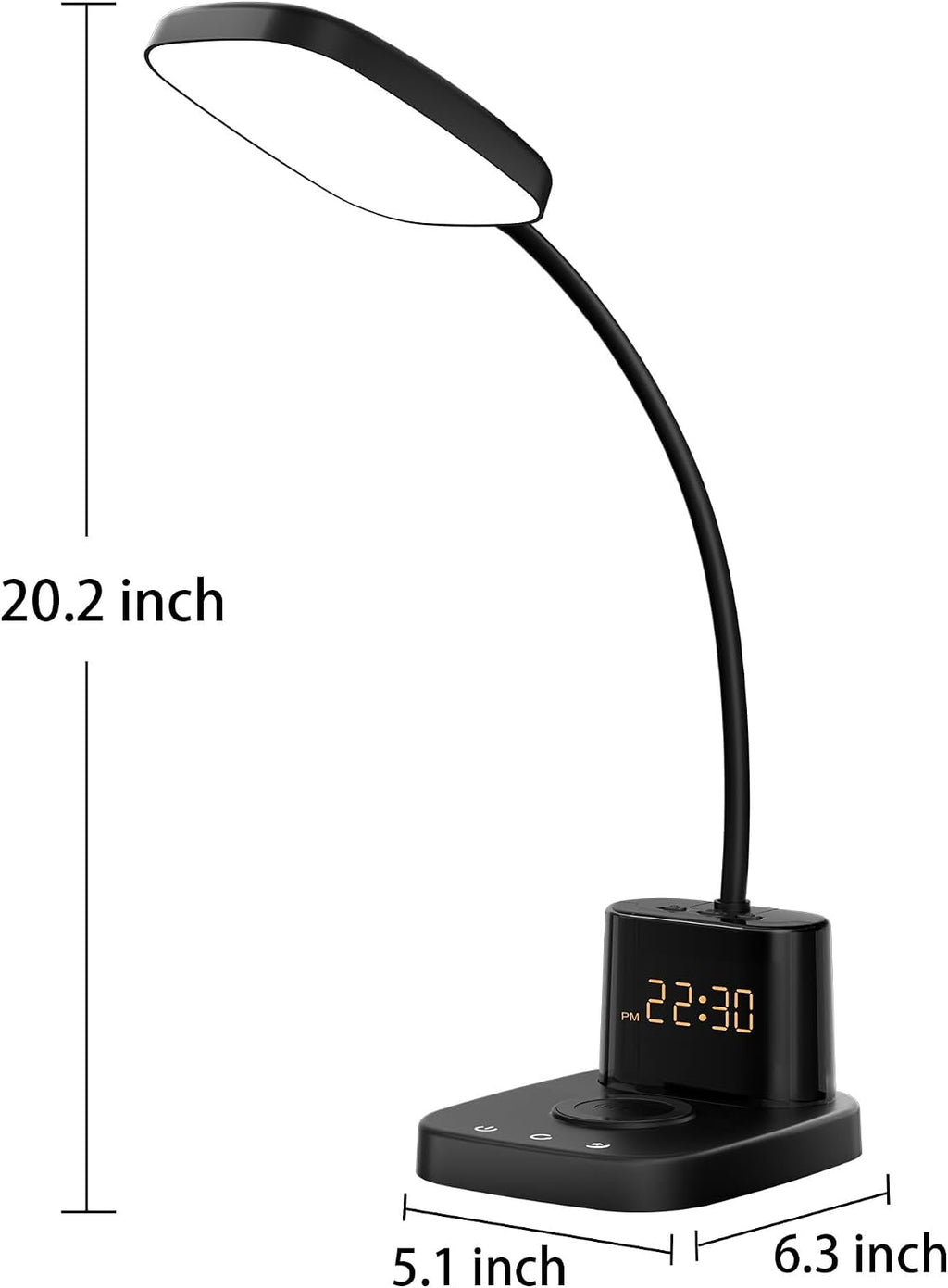 Desk Lamp, Bedside Table Lamps with Wireless Charger and Clock, 30Mins Auto-Off Night Light Lamp, 3 Color Modes Dimmable Touch 800LM CRI…