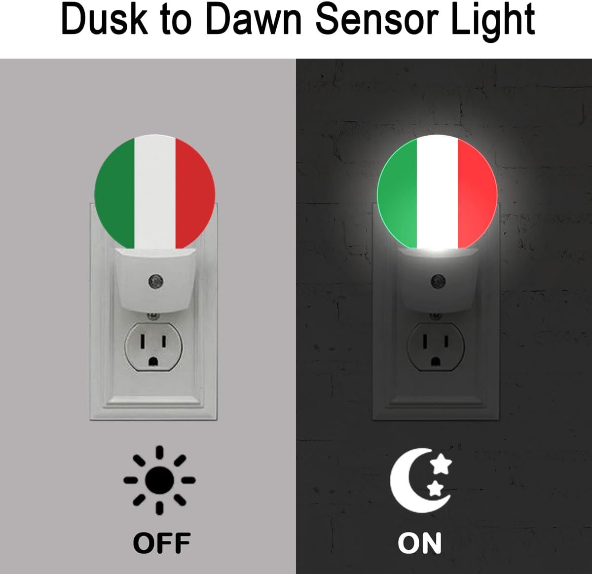 Italy Flag Night Light Auto Sensor Led Dusk to Dawn Lamp Home Decor for Men Women
