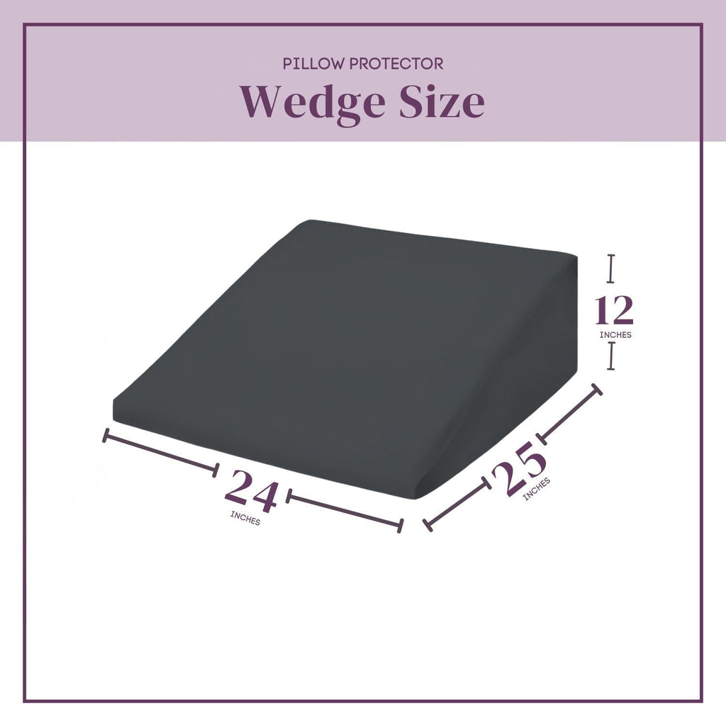 CirclesHome Wedge Pillow Cover 100% Cotton, Zippered Wedge Pillow Case Protector, Soft, Hypoallergenic & Breathable -Dark Grey, (24Wx25Lx12…