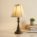 Traditional Table Lamp, Vintage Desk Lamp for Living Room with Fabric Shade, Farmhouse Bedside Lamp Brown Finish for Bedroom Nightstand…
